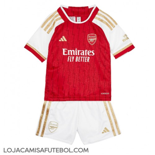 Camisa de Futebol Arsenal Equipamento Principal Infantil 2023-24 Manga Curta (+ Calças curtas)
